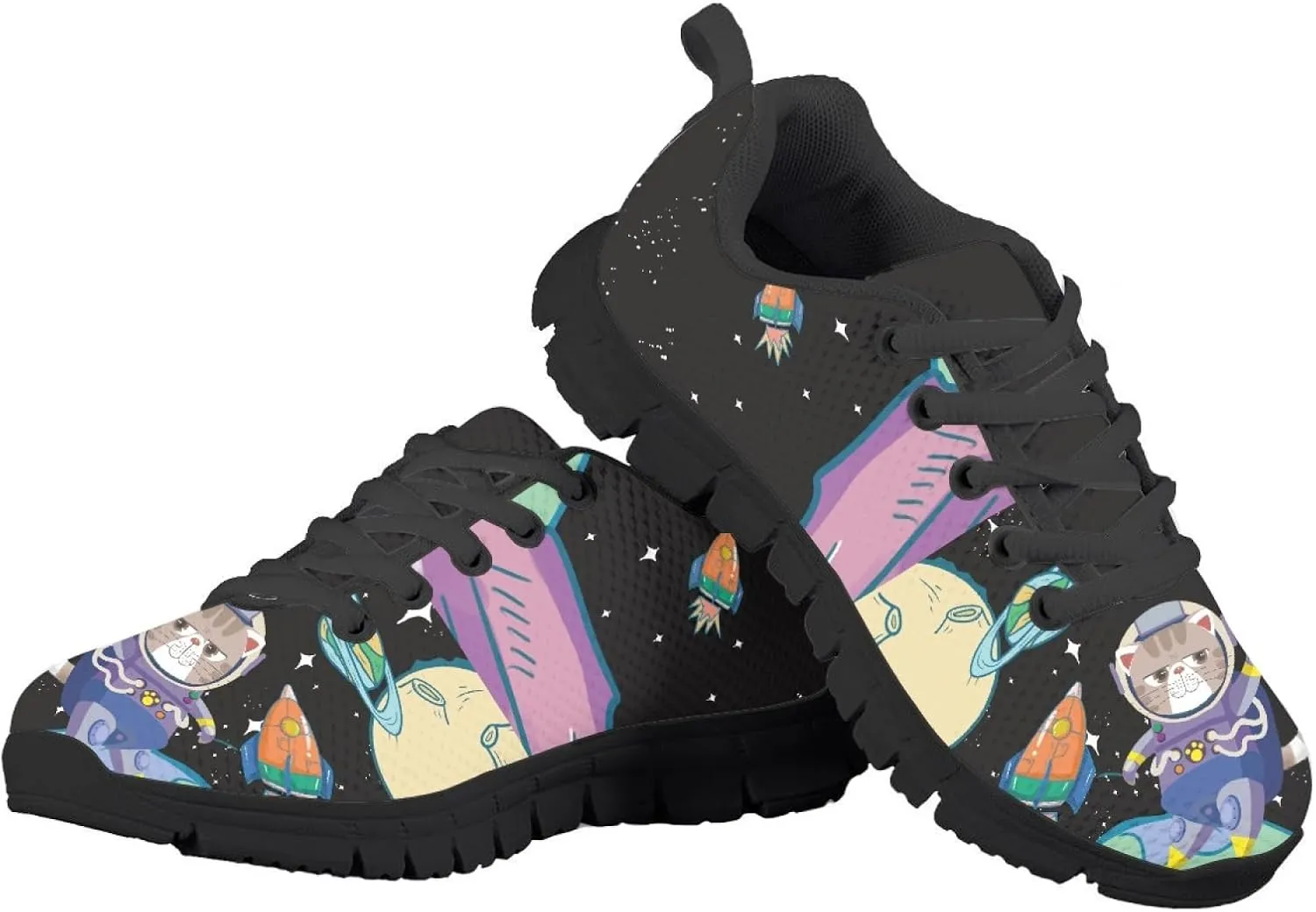 MARSVOVO Boys Girls Walking Shoes Non Slip Flexible Athletic Lightweight Breathable Printed Sneakers for Kids Black White Sole Most Comfortable Classic Casual Fashion Sports Kids Running Shoes
