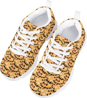 MARSVOVO Boys Girls Walking Shoes Non Slip Flexible Athletic Lightweight Breathable Printed Sneakers for Kids Black White Sole Most Comfortable Classic Casual Fashion Sports Kids Running Shoes