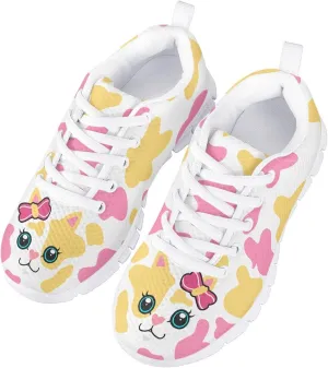 MARSVOVO Boys Girls Walking Shoes Non Slip Flexible Athletic Lightweight Breathable Printed Sneakers for Kids Black White Sole Most Comfortable Classic Casual Fashion Sports Kids Running Shoes
