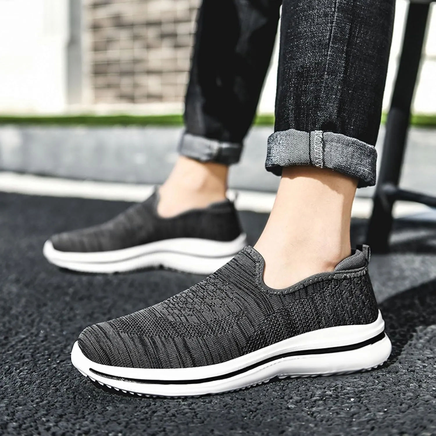 Memory Foam Versatile Shoes for Men Lightweight Breathable Walking Shoe Gym Tennis Lightweight Minimalist Shoes