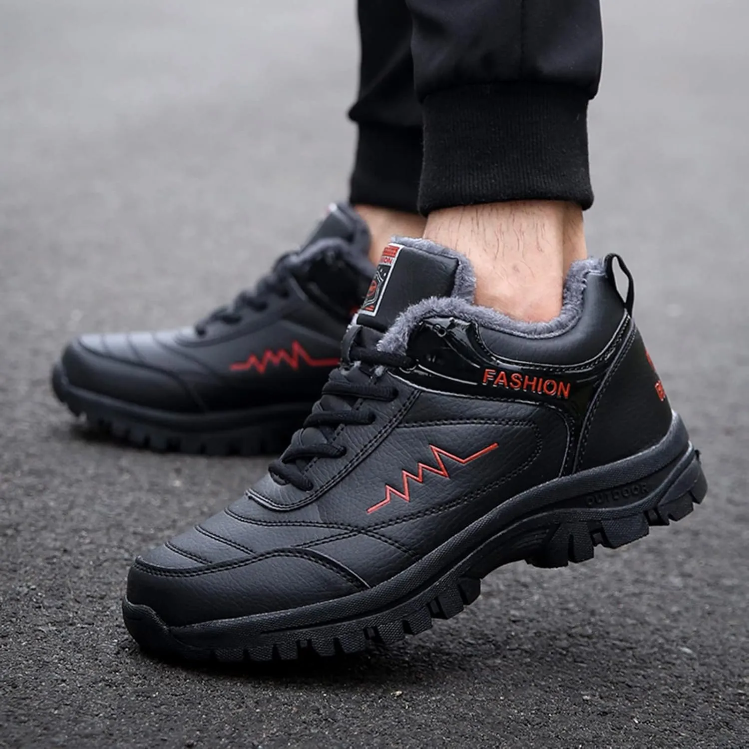Men Work Boots Composite Toe Hiking Sneakers Warm Ankle Safety Shoes for Women Slip Resistant Slip On Platform Shoes Lightweight Comfortable Hike Grounded Footwear