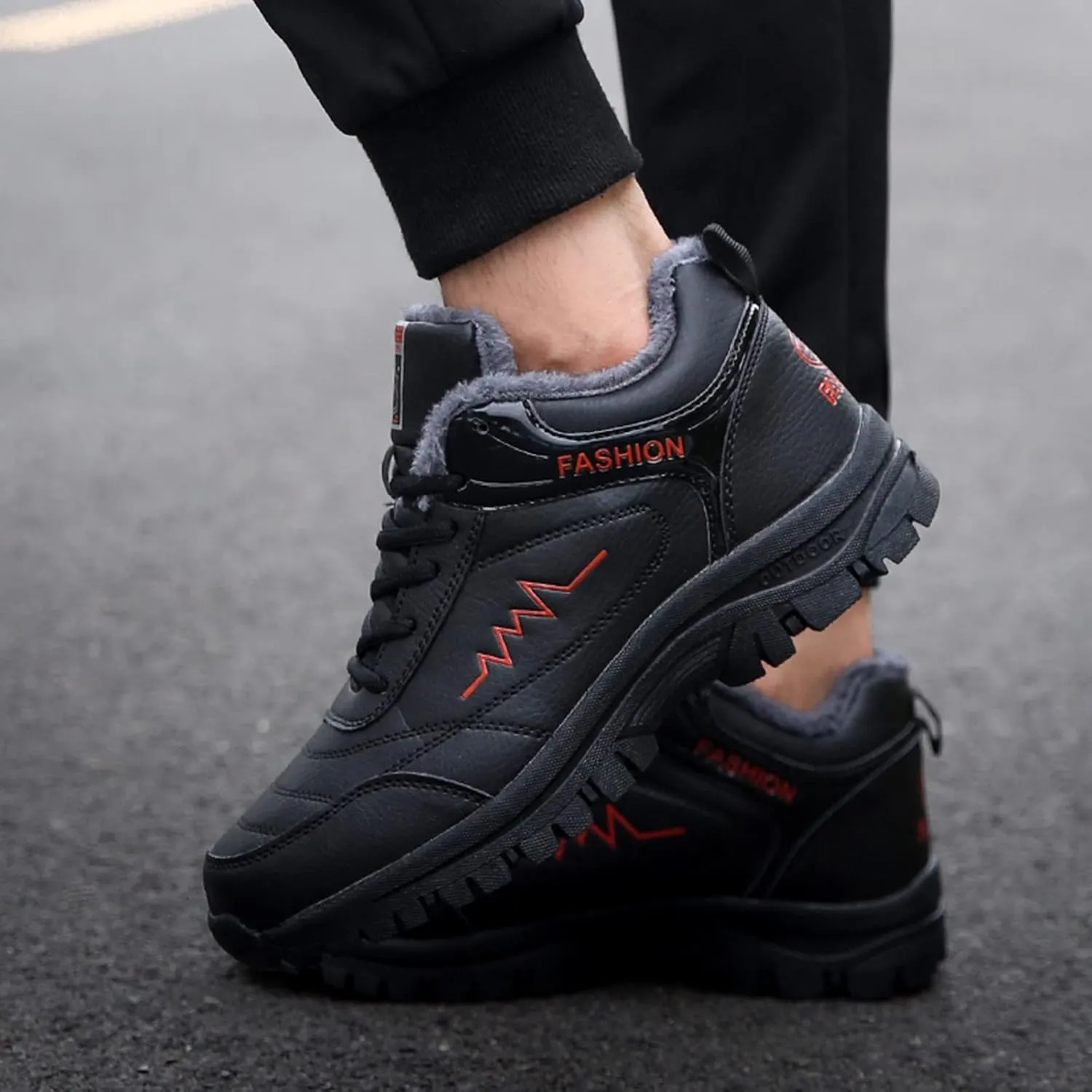 Men Work Boots Composite Toe Hiking Sneakers Warm Ankle Safety Shoes for Women Slip Resistant Slip On Platform Shoes Lightweight Comfortable Hike Grounded Footwear