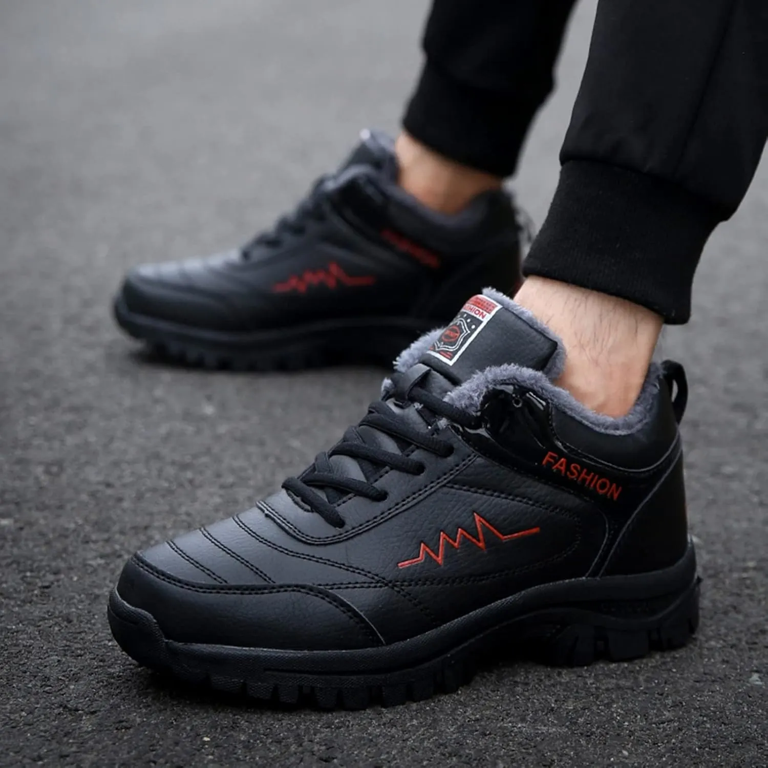 Men Work Boots Composite Toe Hiking Sneakers Warm Ankle Safety Shoes for Women Slip Resistant Slip On Platform Shoes Lightweight Comfortable Hike Grounded Footwear