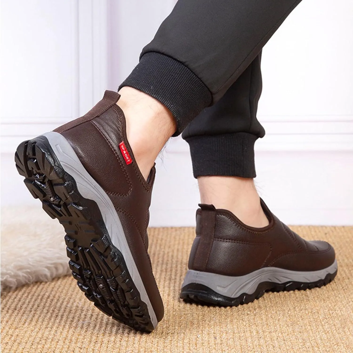 Men Work Boots with Zipper Hiking Sneakers Shoes with Fur Lined Womens Safety Shoes Wide Width Lightweight Outdoor Botas Mid Ankle Work Casual Hike Grounded Footwear