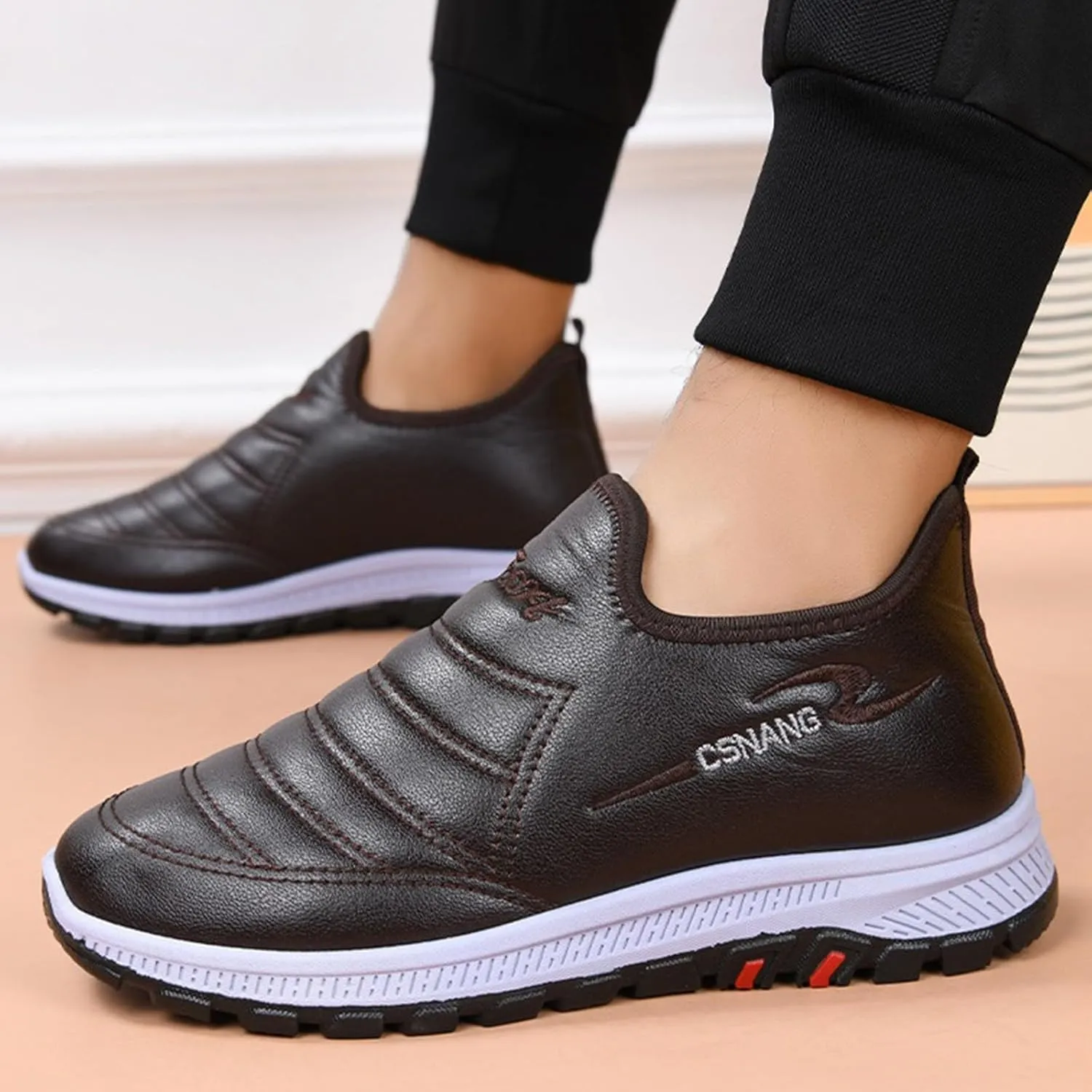 Men Work Boots with Zipper Hiking Sneakers Shoes with Fur Lined Womens Safety Shoes Wide Width Lightweight Outdoor Botas Mid Ankle Work Casual Hike Grounded Footwear