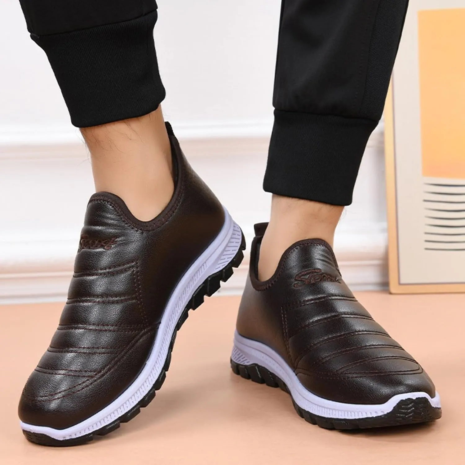 Men Work Boots with Zipper Hiking Sneakers Shoes with Fur Lined Womens Safety Shoes Wide Width Lightweight Outdoor Botas Mid Ankle Work Casual Hike Grounded Footwear