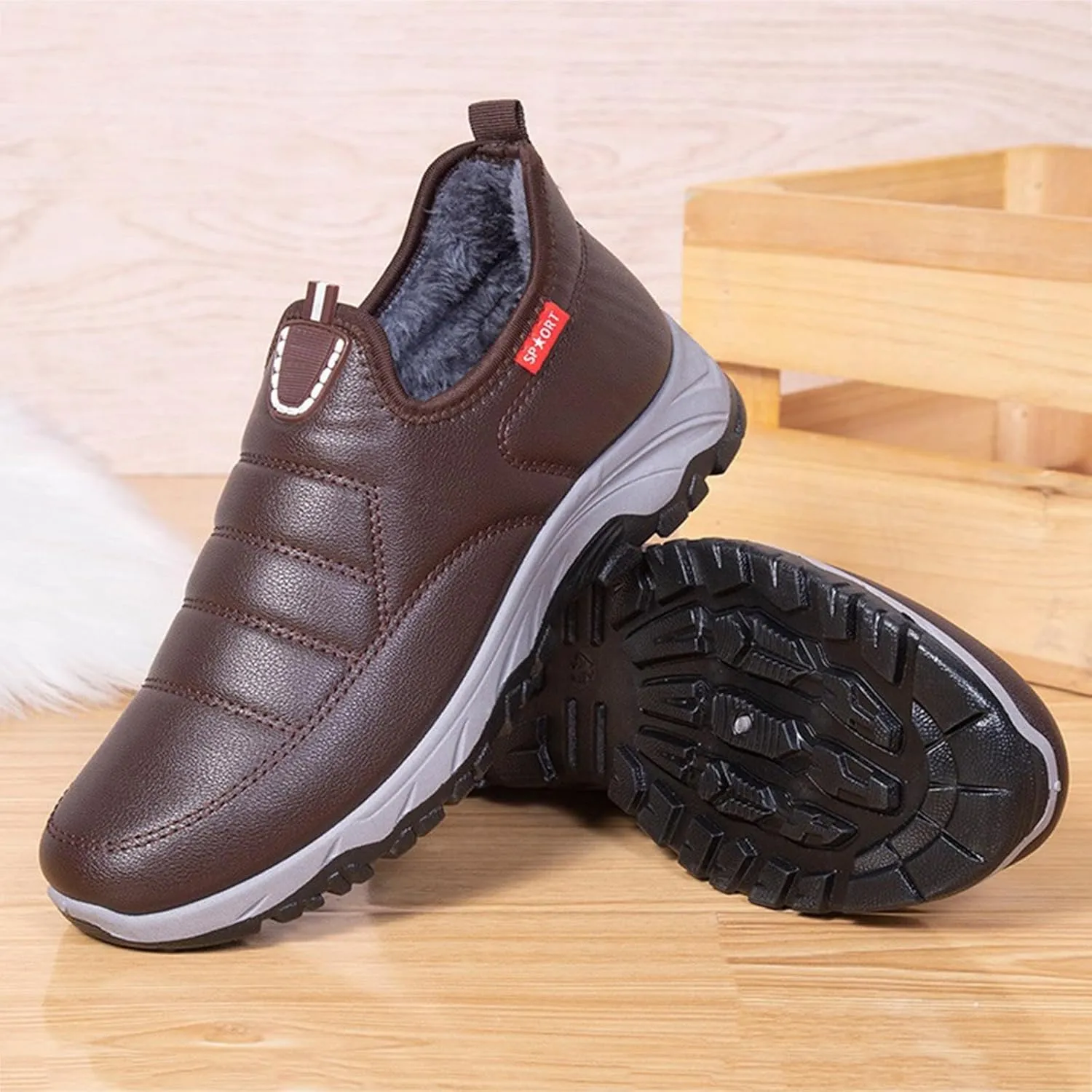 Men Work Boots with Zipper Hiking Sneakers Shoes with Fur Lined Womens Safety Shoes Wide Width Lightweight Outdoor Botas Mid Ankle Work Casual Hike Grounded Footwear