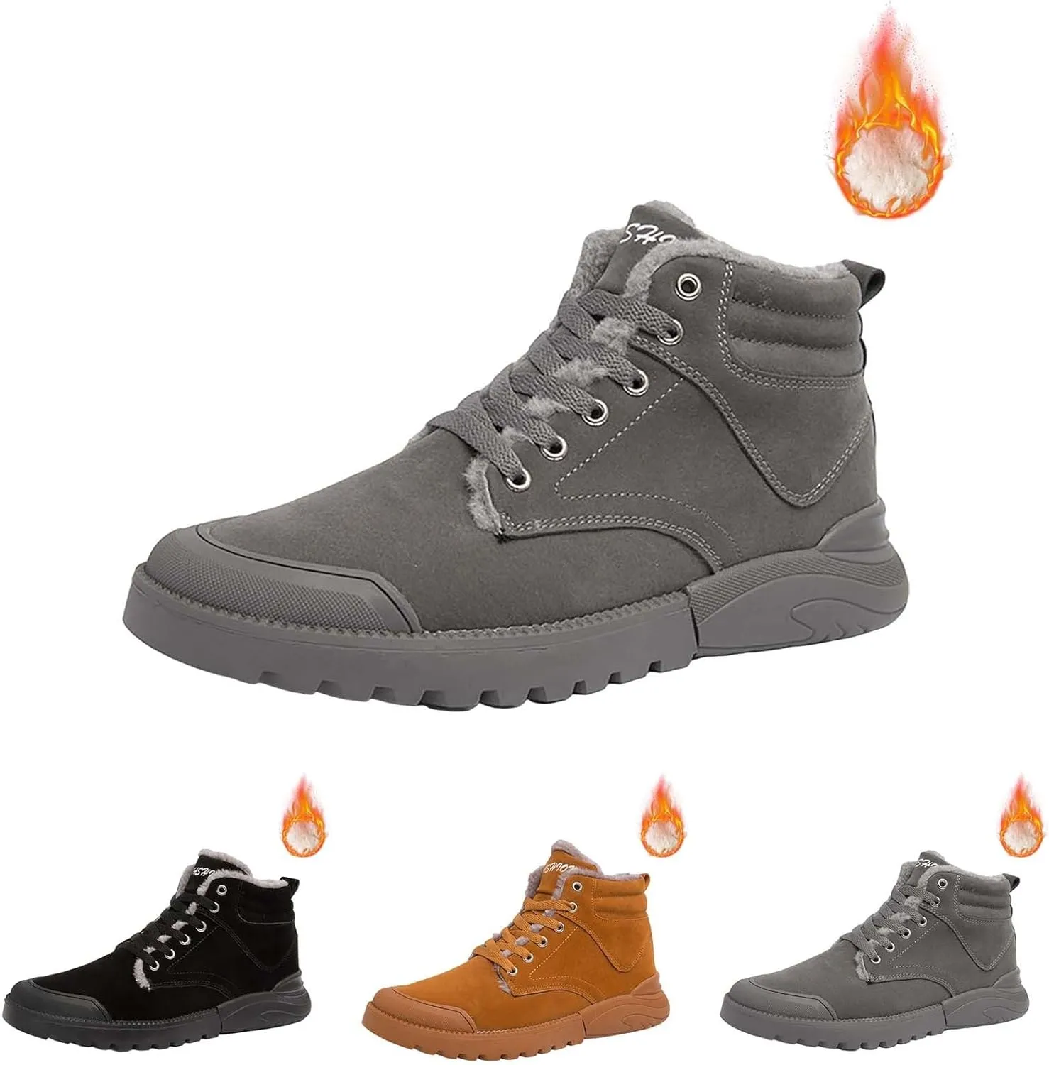 Men Work Boots with Zipper Hiking Sneakers with Warm Fur Lining Workout Shoes for Women Waterproof Waterproof Outdoor Shoes Lightweight Hike Grounded Footwear