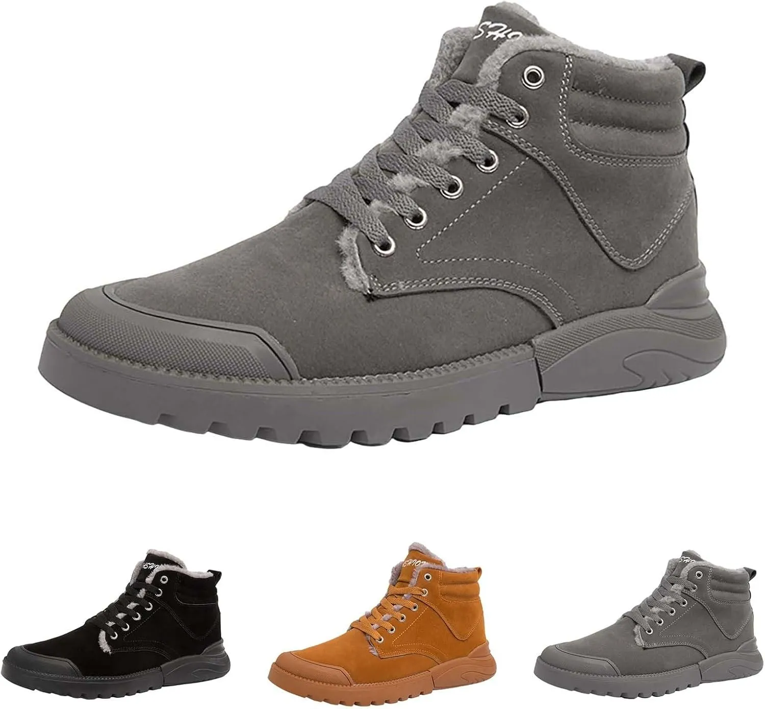 Men Work Boots with Zipper Hiking Sneakers with Warm Fur Lining Workout Shoes for Women Waterproof Waterproof Outdoor Shoes Lightweight Hike Grounded Footwear