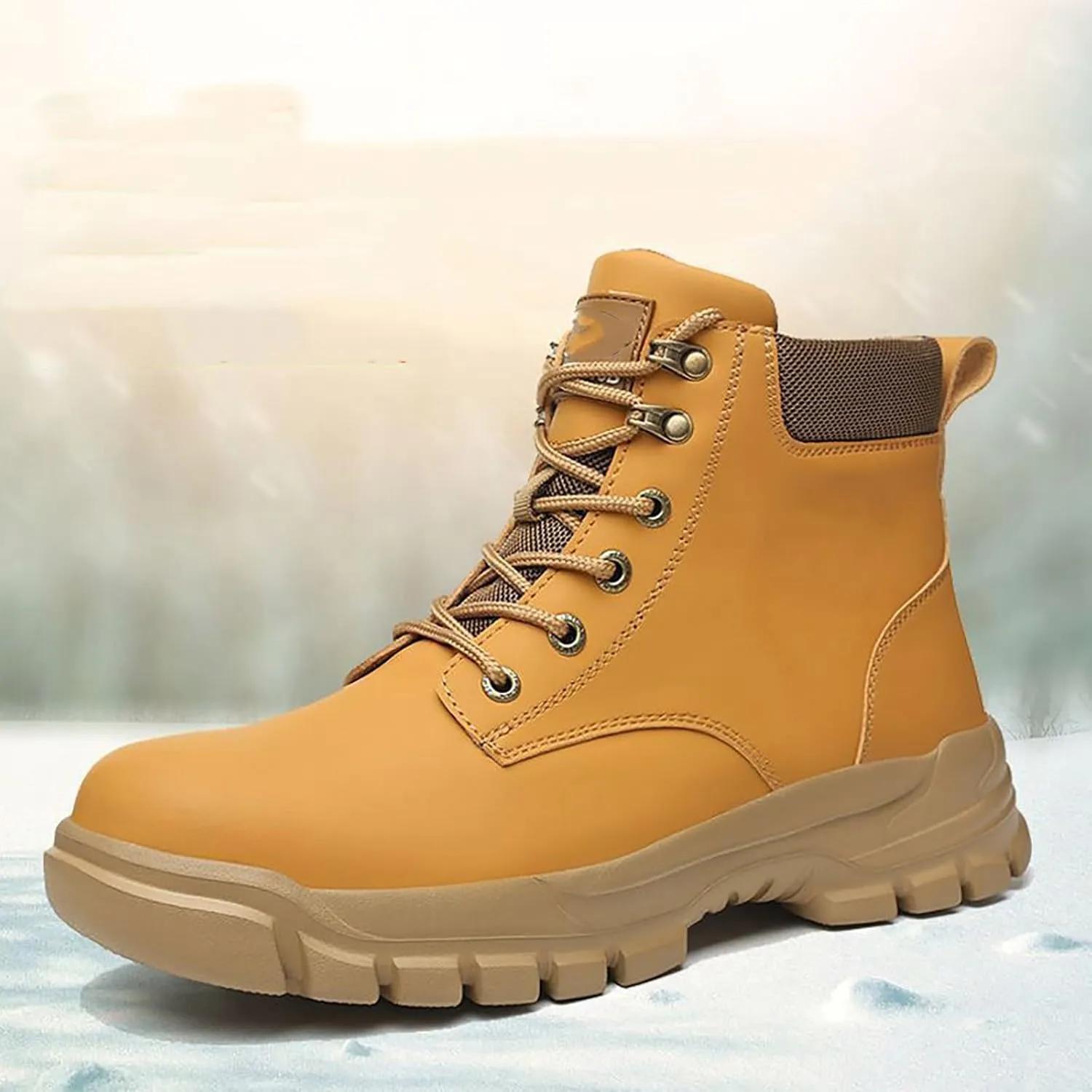 Men Work Boots with Zipper Hiking Sneakers with Warm Fur Lining Workout Shoes for Women Waterproof Waterproof Outdoor Shoes Lightweight Hike Grounded Footwear