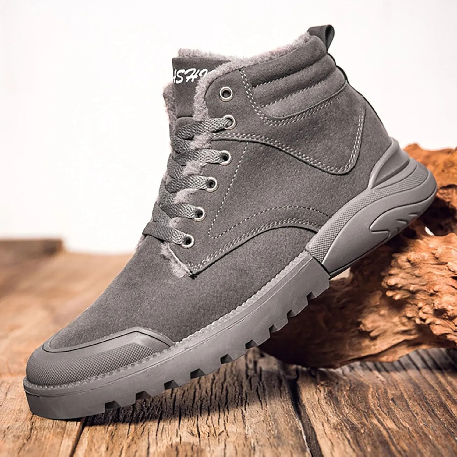 Men Work Boots with Zipper Hiking Sneakers with Warm Fur Lining Workout Shoes for Women Waterproof Waterproof Outdoor Shoes Lightweight Hike Grounded Footwear