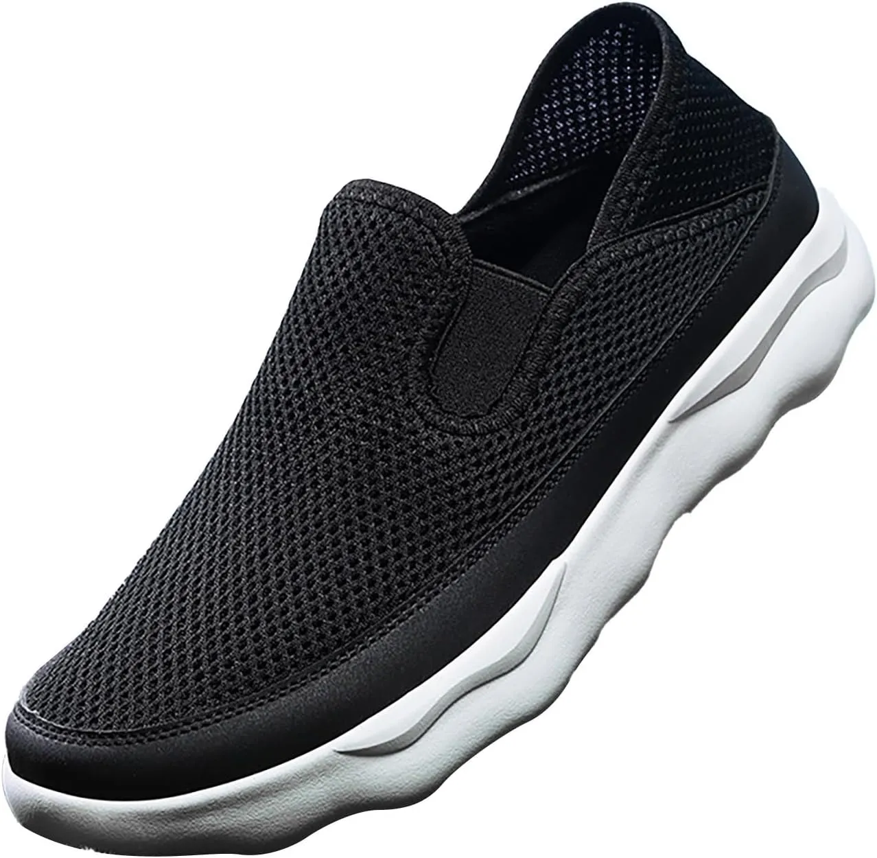 Mens Athletic Slip on Walking Sneakers: Breathable Mesh Lightweight Design with Non Slip Thick Sole for All-Day Comfort in Running, Gym & Travel Long Standing for Men