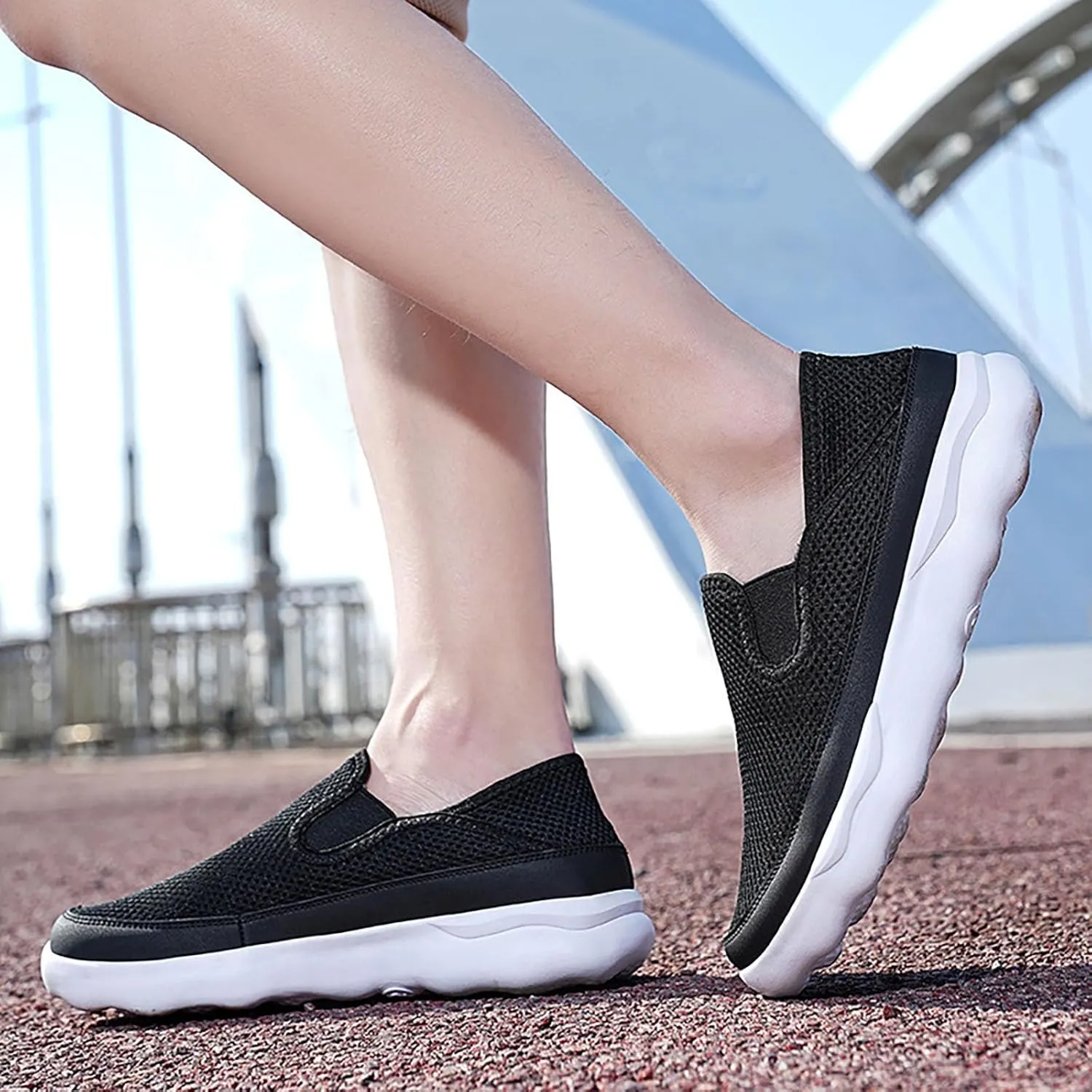 Mens Athletic Slip on Walking Sneakers: Breathable Mesh Lightweight Design with Non Slip Thick Sole for All-Day Comfort in Running, Gym & Travel Long Standing for Men