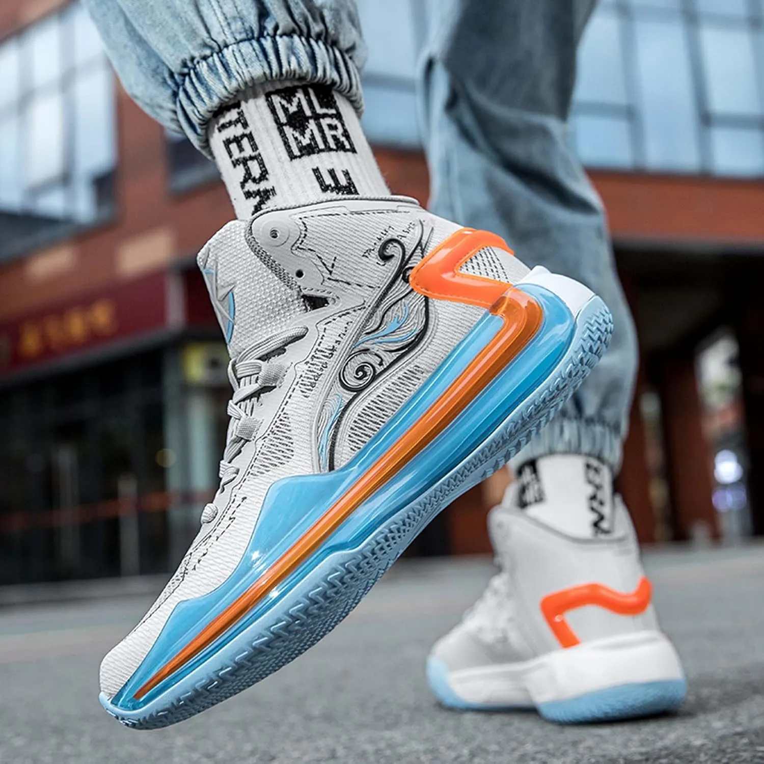 Men's Basketball Shoes Teenagers Fashion Comfortable Sneakers Women's Tennis Fitness Training Casual Sneakers Outdoor Casual Walking High Top Sneakers Outdoor Running Basketball Sports