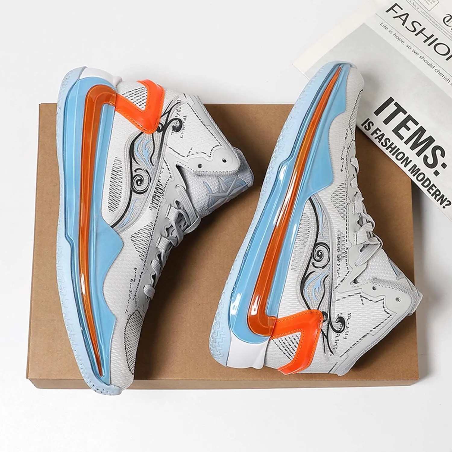 Men's Basketball Shoes Teenagers Fashion Comfortable Sneakers Women's Tennis Fitness Training Casual Sneakers Outdoor Casual Walking High Top Sneakers Outdoor Running Basketball Sports