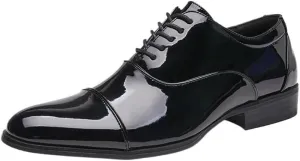 Men's Breathable Business Casual Shoes Genuine Leather Oxfords Derby Dress Shoes for Office & Formal Occasions