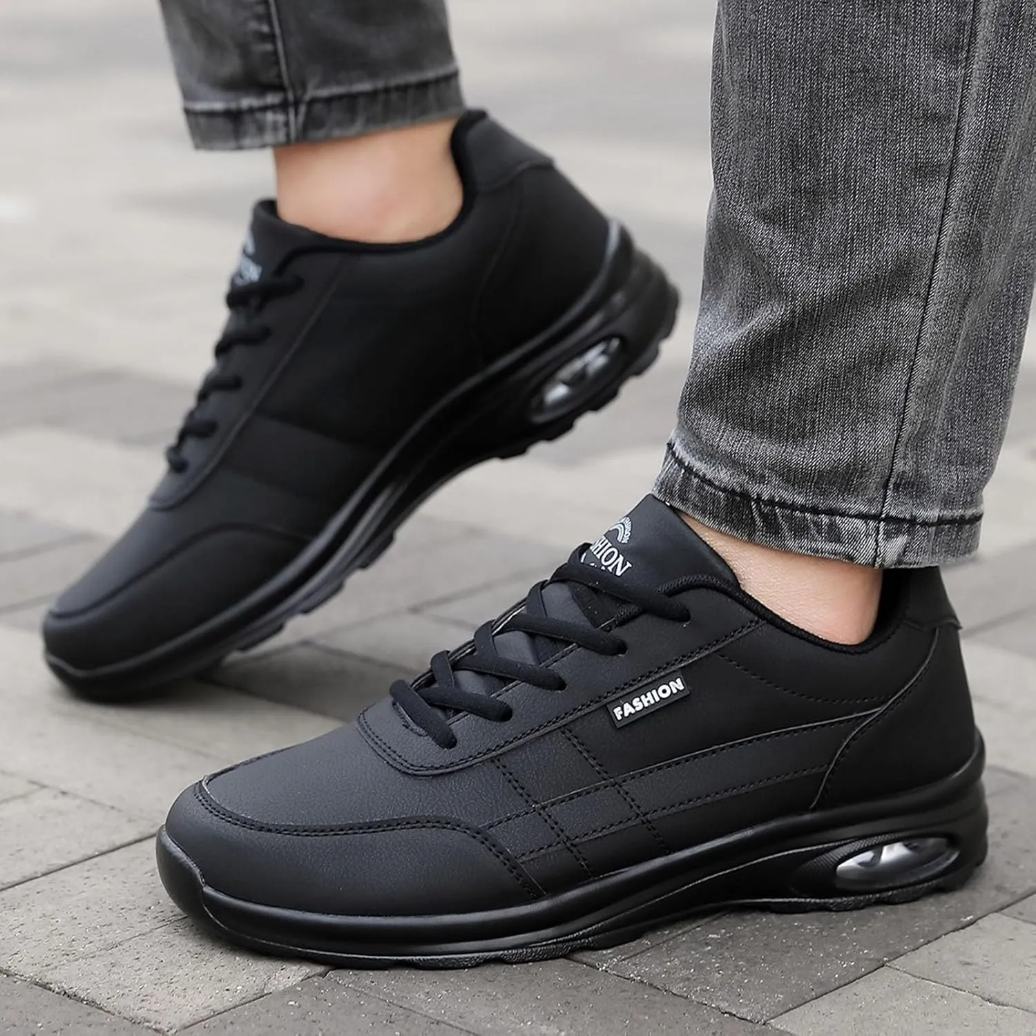 Mens Breathable Lace Up Running Shoes Breathable and Light Outdoor Comfy Walking Shoe Comfortable Stretch Shoes