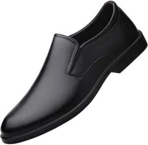 Men's Breathable Leather Oxfords, Business Casual Dress Shoes with Non-Skid Sole