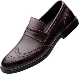 Men's Breathable Leather Oxfords Shoes Men's Dress Shoes Oxfords Slip On Classic Modern Formal Leather Shoes Casual Loafers