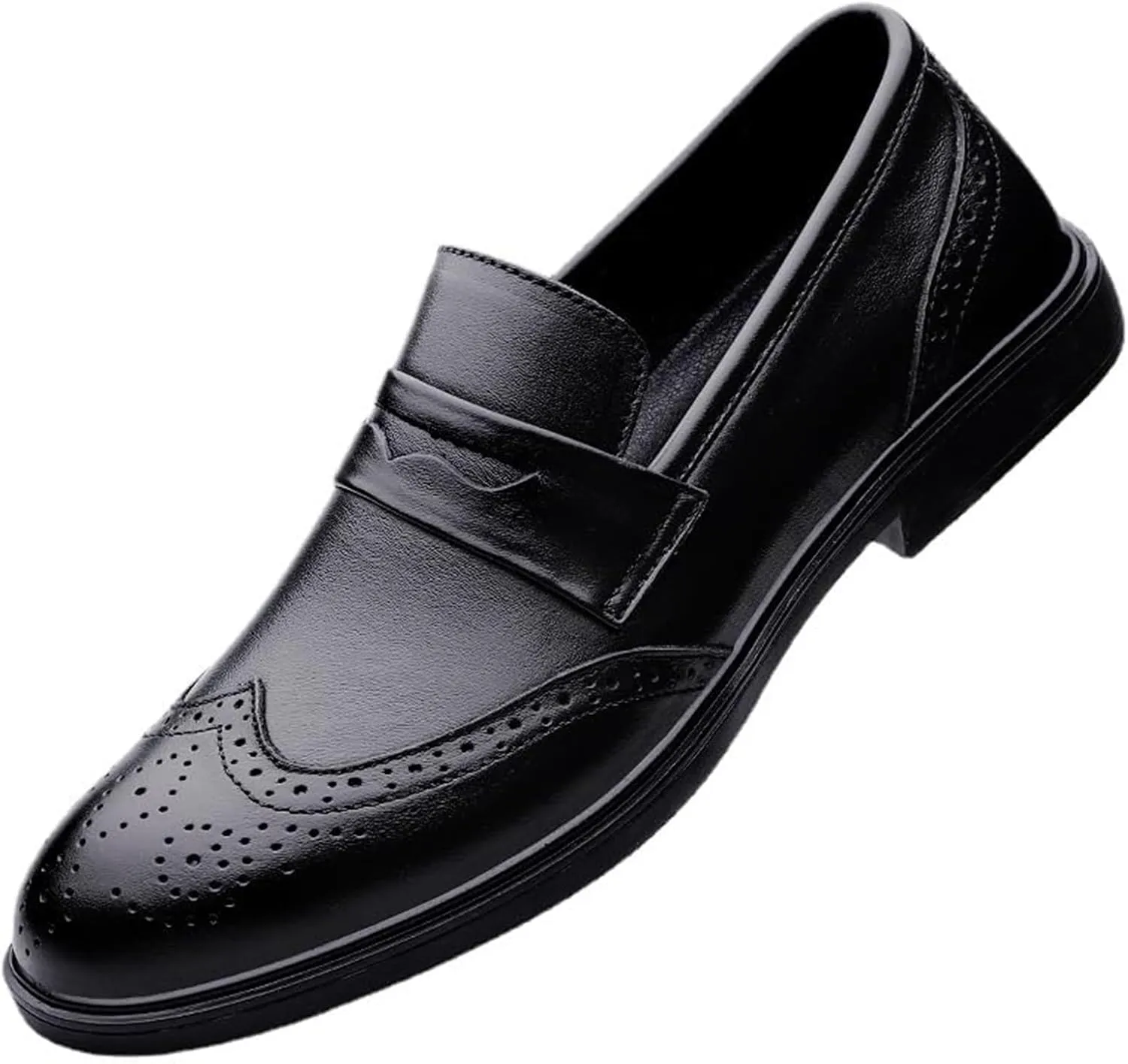 Men's Breathable Leather Oxfords Shoes Men's Dress Shoes Oxfords Slip On Classic Modern Formal Leather Shoes Casual Loafers