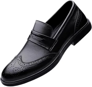 Men's Breathable Leather Oxfords Shoes Men's Dress Shoes Oxfords Slip On Classic Modern Formal Leather Shoes Casual Loafers