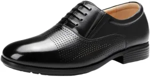 Men's Breathable Perforated Oxfords Summer Fashion Casual Classic Dress Shoes Perfect for Business Casual & Daily Wear(Cowhide Lining | Insole