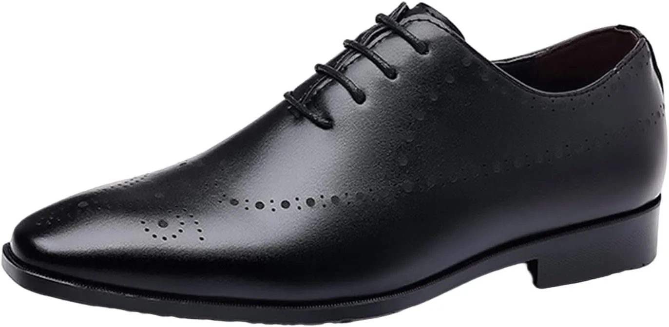 Mens Brown Dress Shoes Leather Formal Business Oxford Derby Shoe Brogue Wingtip Retro Footwear for Men