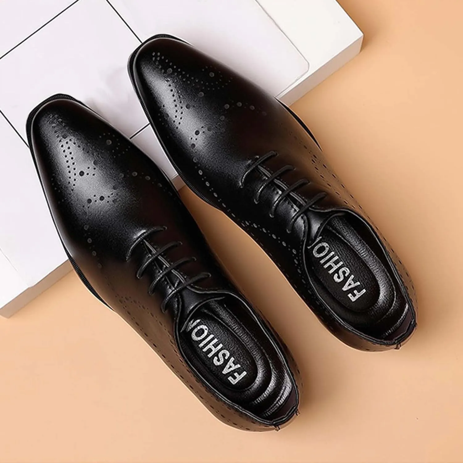 Mens Brown Dress Shoes Leather Formal Business Oxford Derby Shoe Brogue Wingtip Retro Footwear for Men