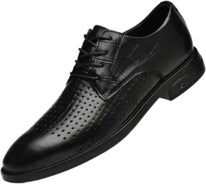 Men's Business Casual Oxford Shoes Breathable Hollow Office Formal Oxford Shoes Comfortable Lace-Up Oxford Dress Shoes