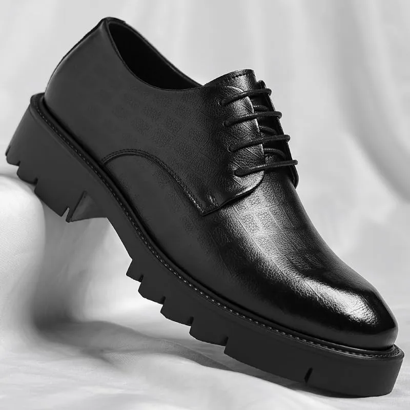 Men's Cap Toe Oxford Dress Shoes Polished Leather Formal Shoes for Business Attire & Evening Events, Cushioned Footbed