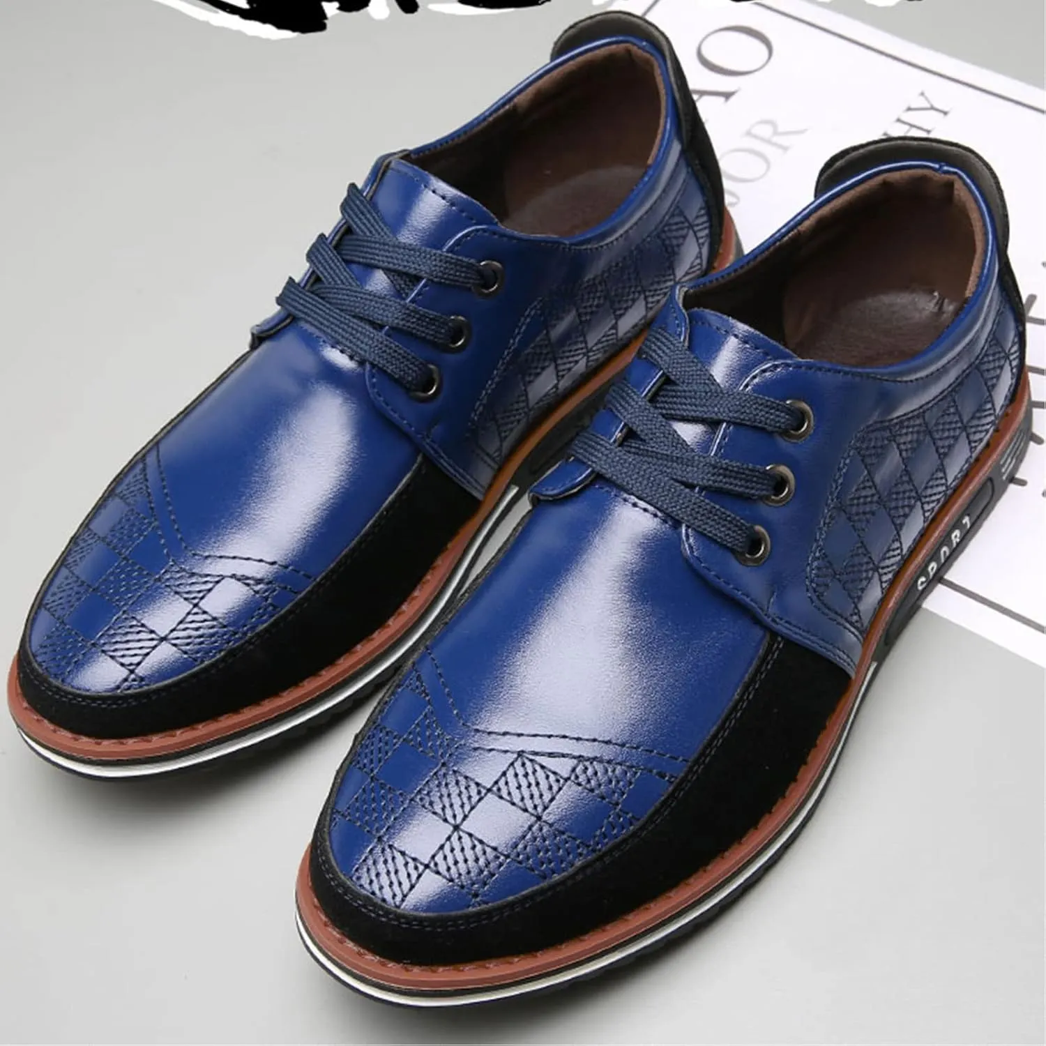 Men's Causal Oxfords Business Dress Shoes Lightweight Lace up Leather Loafers Classic Formal Shoes Driving Walking