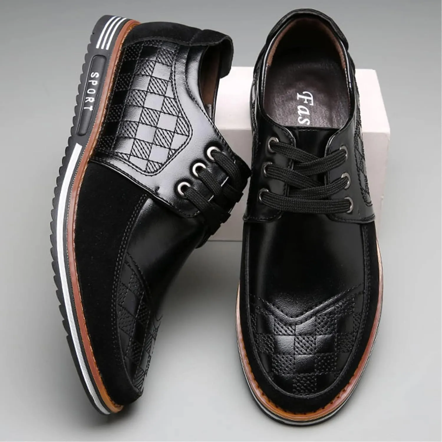 Men's Causal Oxfords Business Dress Shoes Lightweight Lace up Leather Loafers Classic Formal Shoes Driving Walking