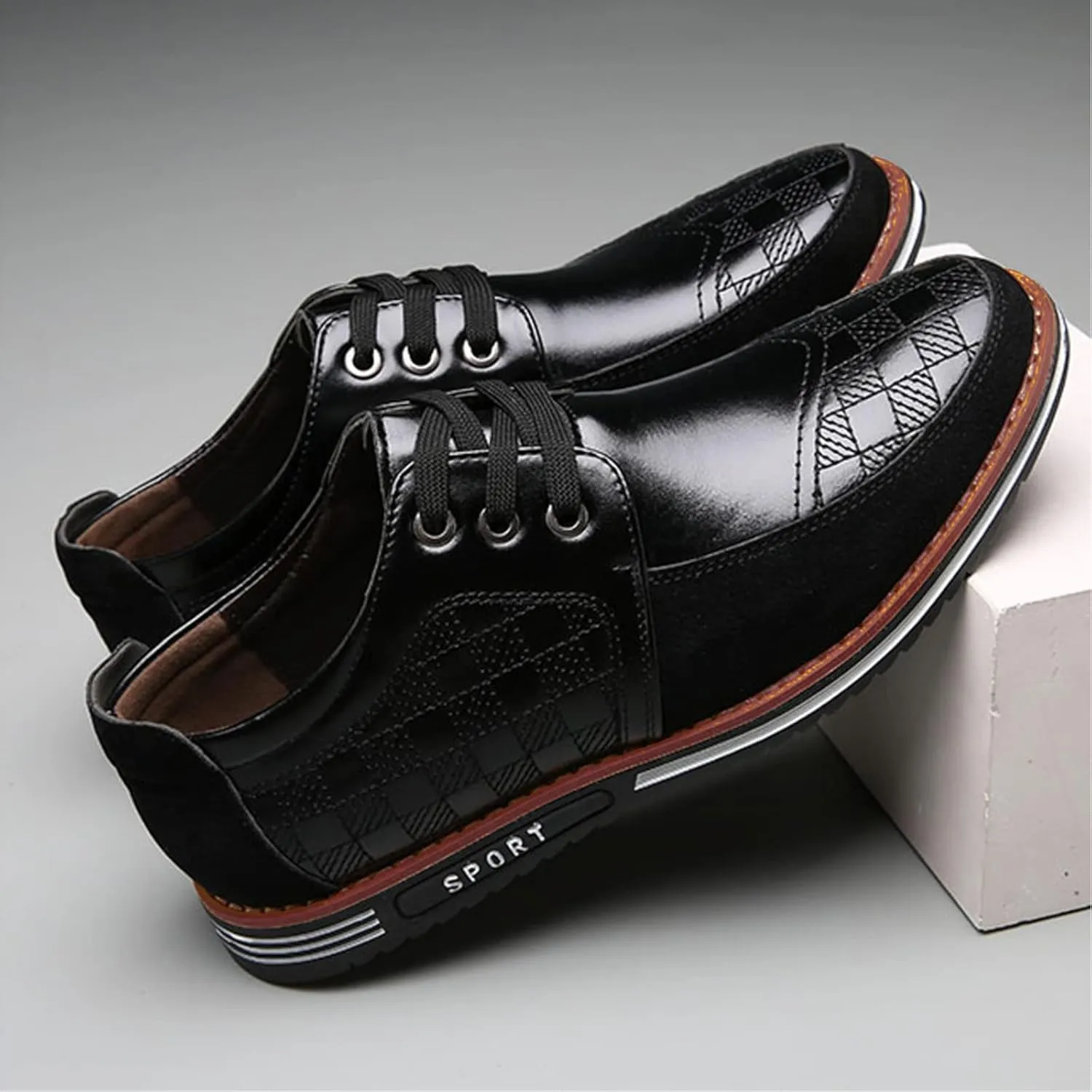 Men's Causal Oxfords Business Dress Shoes Lightweight Lace up Leather Loafers Classic Formal Shoes Driving Walking