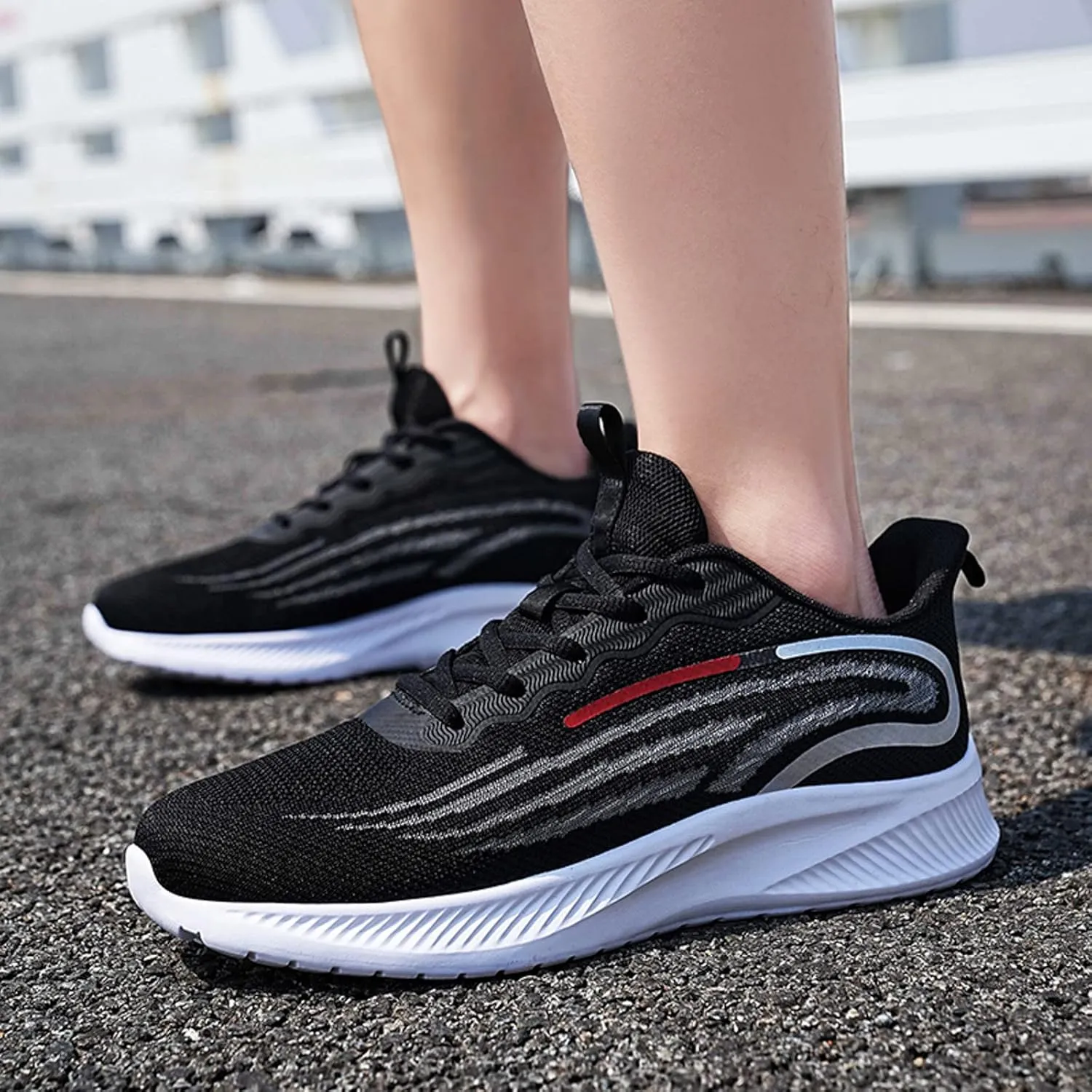 Men's Classic Casual Jogging Sneakers Comfortable Breathable Lace Up Sneaker Men's Sport Breathable Mesh Shoes