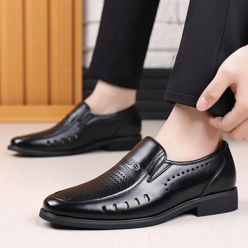 Men's Classic Formal Oxford Shoes Genuine Leather Lace-Up Dress Shoes for Business Wedding Office