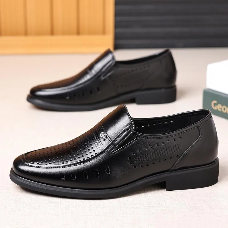 Men's Classic Formal Oxford Shoes Genuine Leather Lace-Up Dress Shoes for Business Wedding Office