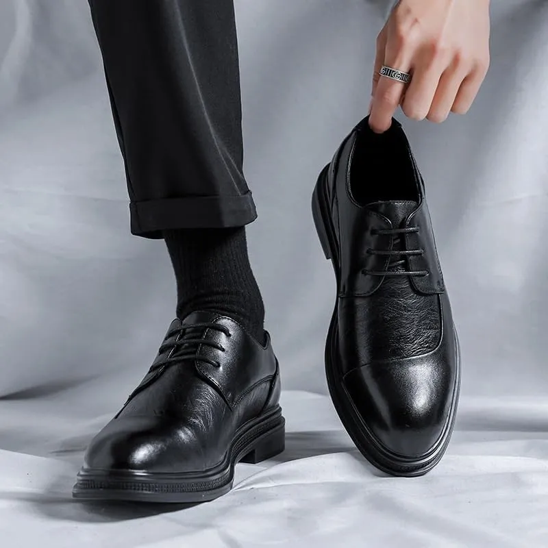 Men's Classic Lace-up Formal Casual Business Oxford Shoes Pointed Toe Derby Shoes for Men