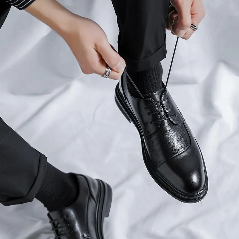 Men's Classic Lace-up Formal Casual Business Oxford Shoes Pointed Toe Derby Shoes for Men