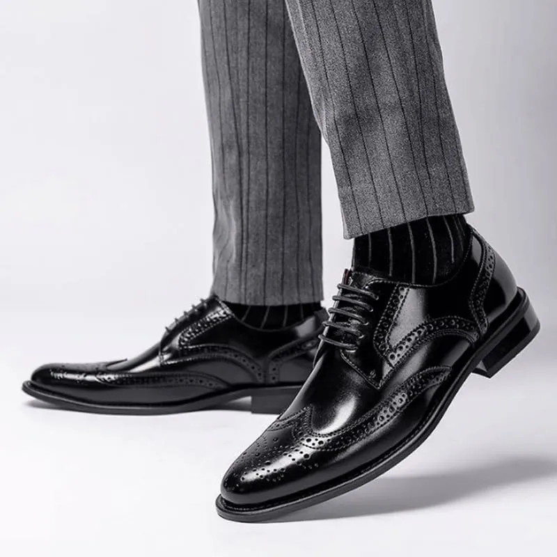 Men's Classic Plain-Toe Oxford Dress Shoes - Full-Grain Leather Construction for Corporate Boardroom Presentations