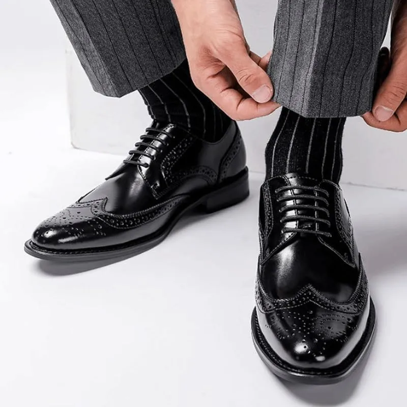 Men's Classic Plain-Toe Oxford Dress Shoes - Full-Grain Leather Construction for Corporate Boardroom Presentations