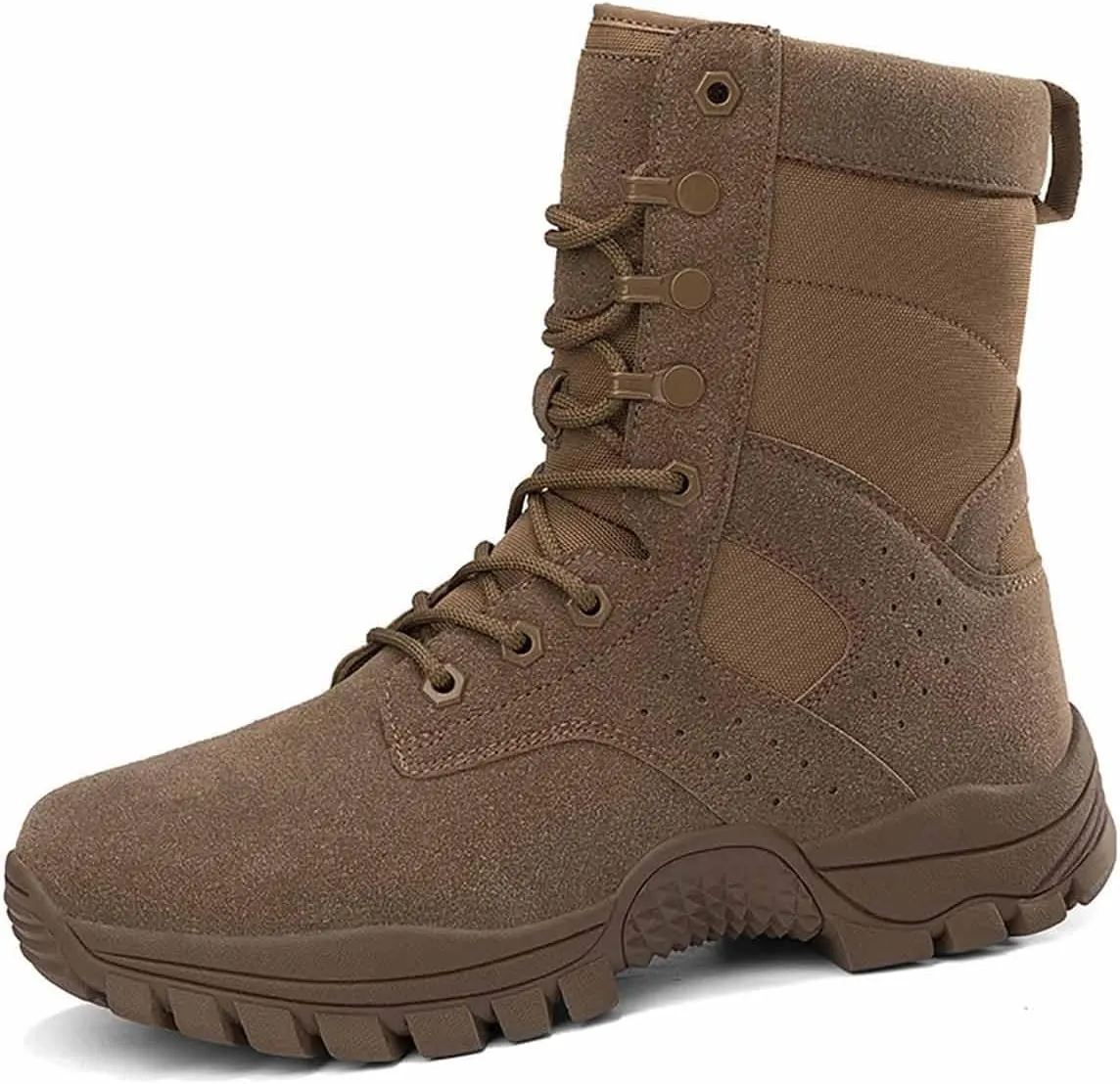 Men's Combat Boots, Tactical Hiking Boots for Men Side Zipper Desert Jungle Boots Army Work Boots Durable Suede Leather Military Work Boots