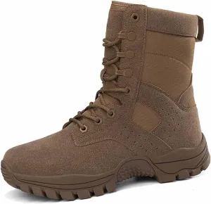 Men's Combat Boots, Tactical Hiking Boots for Men Side Zipper Desert Jungle Boots Army Work Boots Durable Suede Leather Military Work Boots