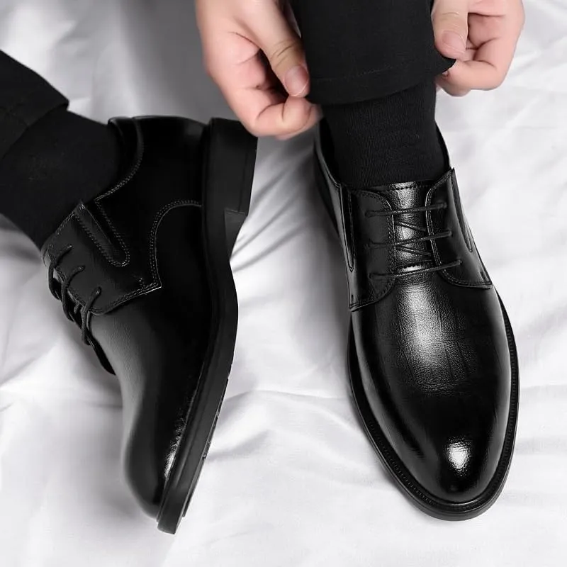 Mens Derby Shoes Fashion Wedding Classic Formal Oxford Lace Up Dress Shoes