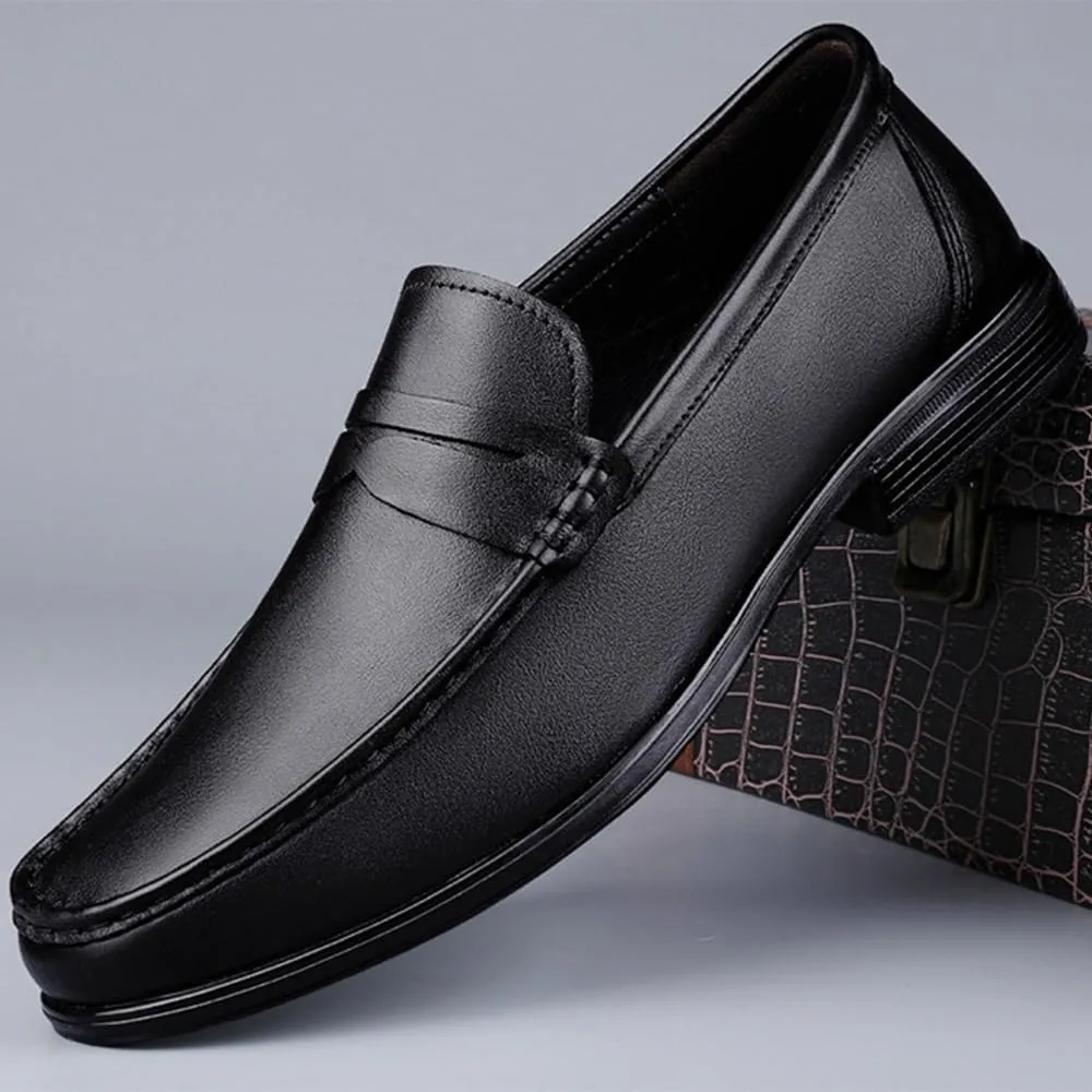 Mens Derby Shoes Leather Shoes Slip-ons Formal Business Casual Retro Wedding Work Shoes(7.5)