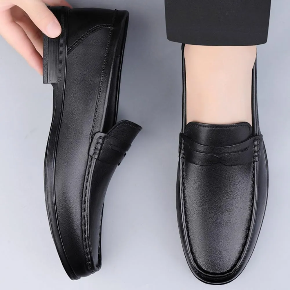 Mens Derby Shoes Leather Shoes Slip-ons Formal Business Casual Retro Wedding Work Shoes(7.5)