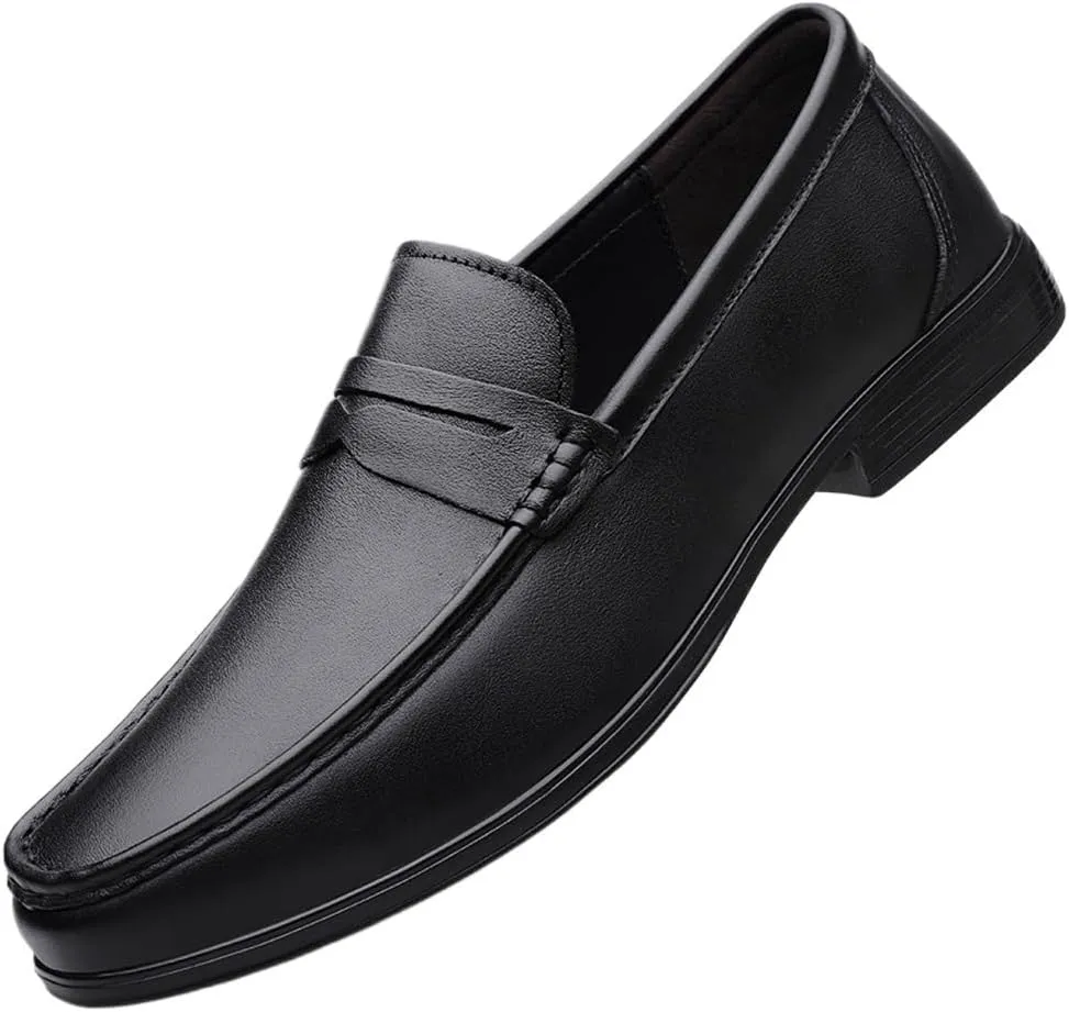 Mens Derby Shoes Leather Shoes Slip-ons Formal Business Casual Retro Wedding Work Shoes(7.5)