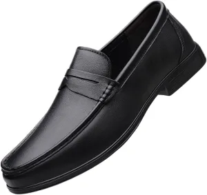 Mens Derby Shoes Leather Shoes Slip-ons Formal Business Casual Retro Wedding Work Shoes(7.5)