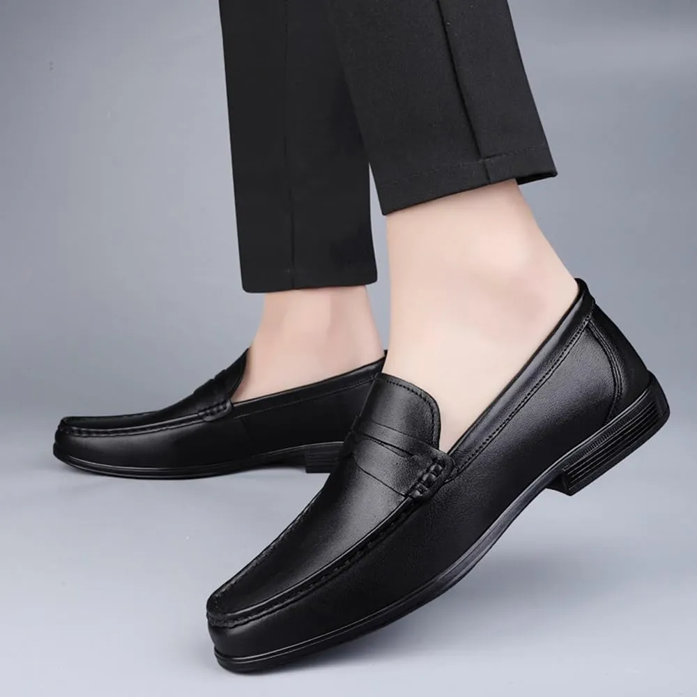 Mens Derby Shoes Leather Shoes Slip-ons Formal Business Casual Retro Wedding Work Shoes(7.5)