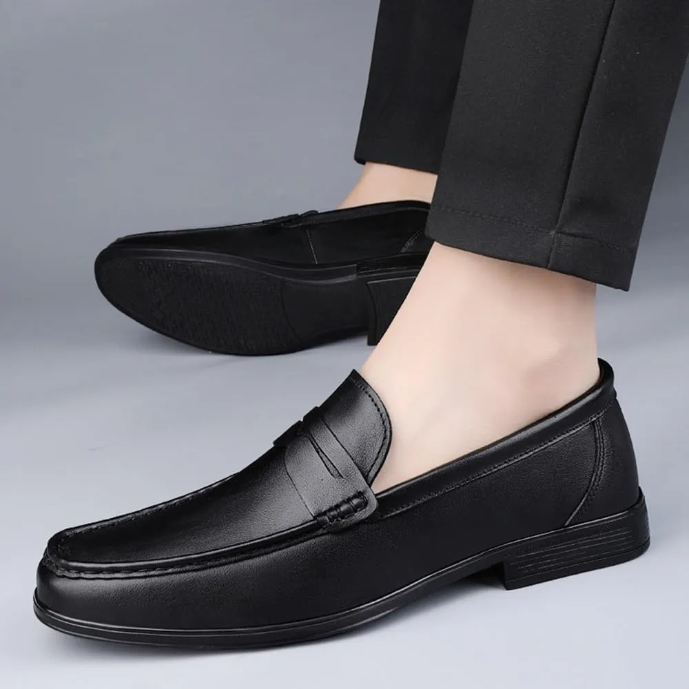 Mens Derby Shoes Leather Shoes Slip-ons Formal Business Casual Retro Wedding Work Shoes(7.5)