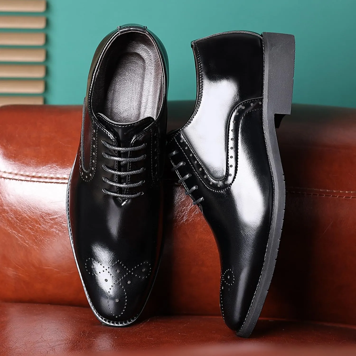 Men's Dress Oxfords Shoes Non-Slip Brogues Classic Bussiness Oxford Derby Shoes for Men